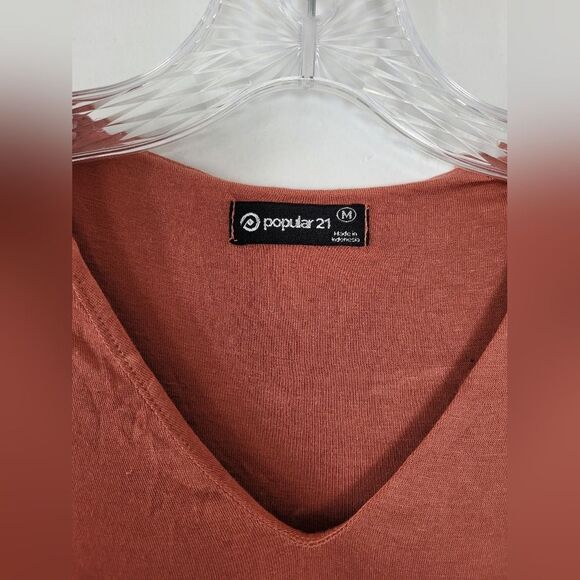 Popular21 T-Shirt Bodycon Dress Orange Copper Soft Stretchy Jersey Knit Medium - Picture 6 of 15